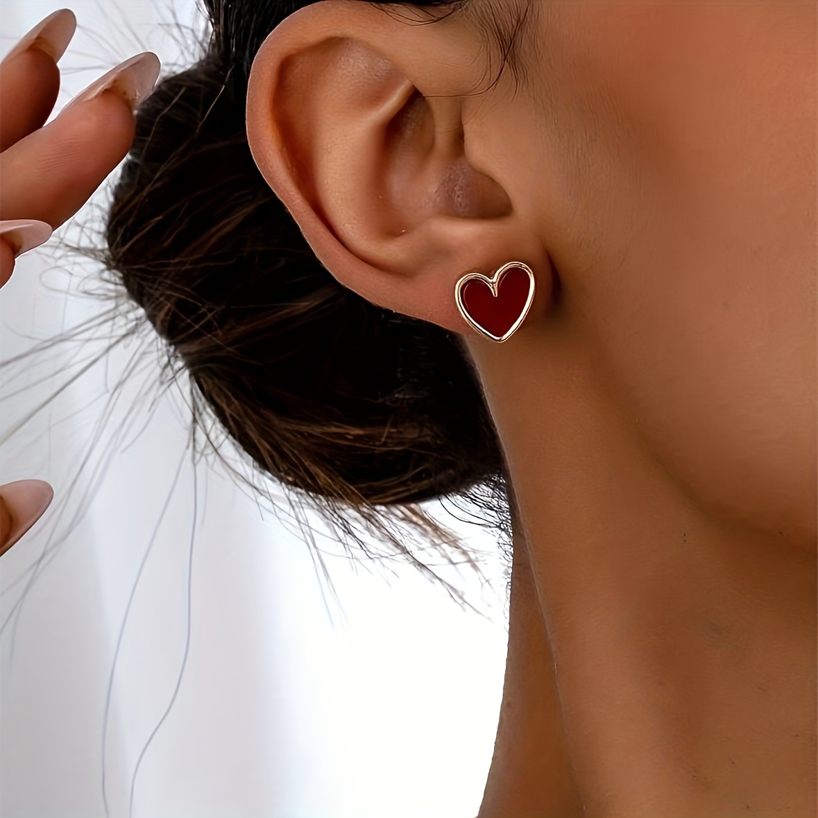 6pcs Colorful Leopard Print Mixed Heart Stud Earrings Set